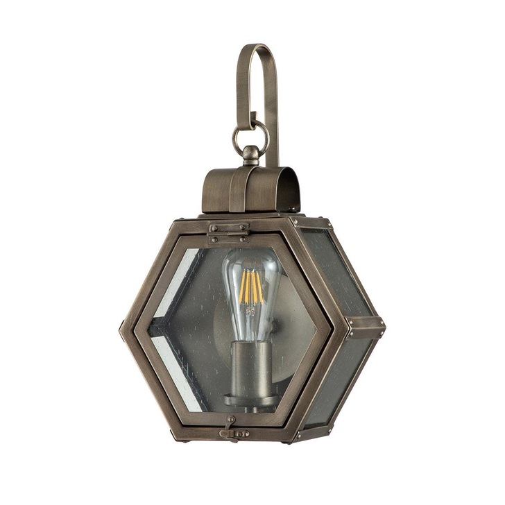 Quintiesse Heath 1 Light Small Outdoor Wall Lantern In Burnished Bronze Finish Complete WIth Clear Seeded Glass - IP44 - QN-HEATH-S-BU