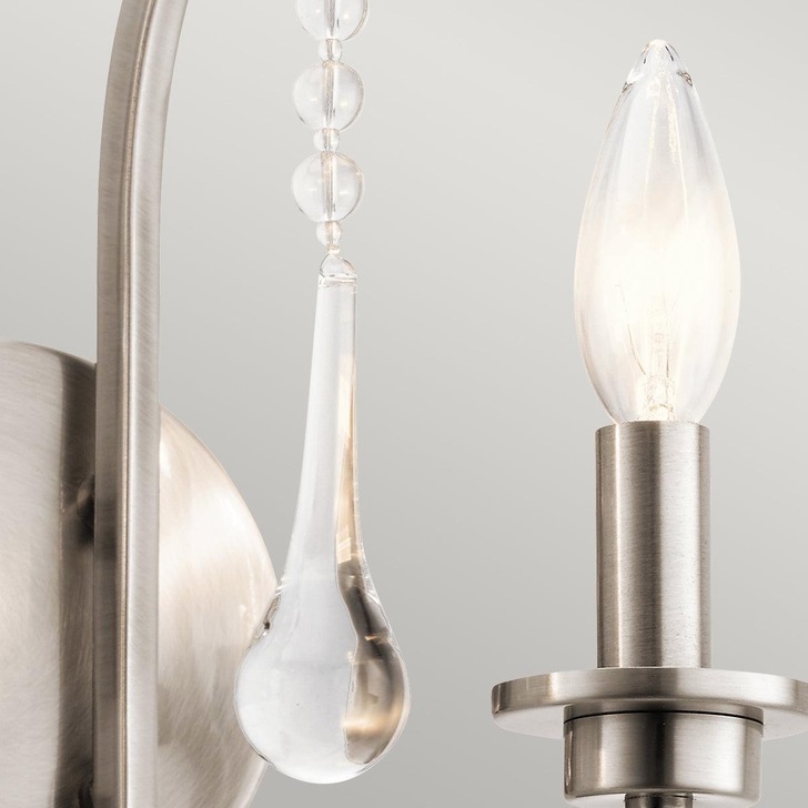 Quintiesse Karlee 2 Light Wall Light In Pewter Complete With Crystal Drops - QN-KARLEE2