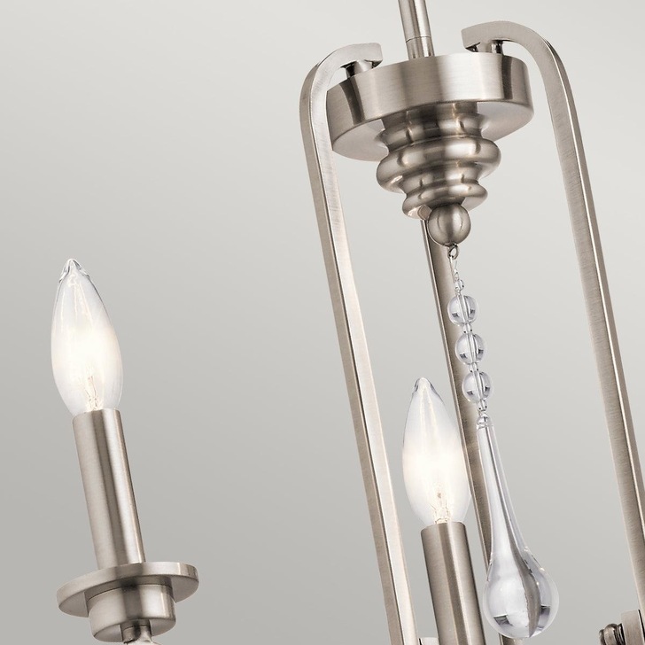 Quintiesse Karlee 3 Light Chandelier In Classic Pewter Complete With Crystal Drops - QN-KARLEE3