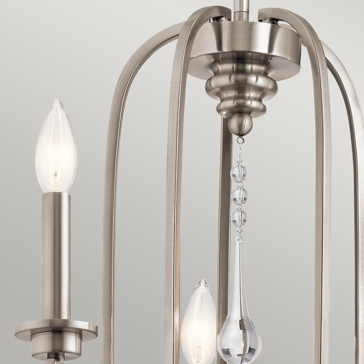 Quintiesse Karlee 5 Light Chandelier In Classic Pewter Complete With Crystal Drops - QN-KARLEE5