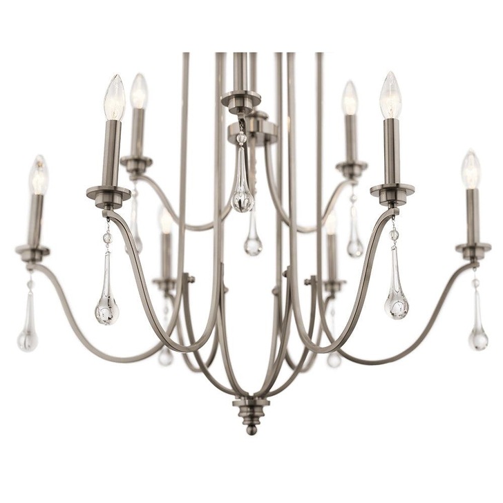 Quintiesse Karlee 9 Light Chandelier In Classic Pewter Complete With Crystal Drops - QN-KARLEE9