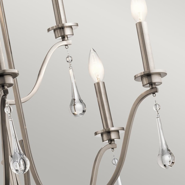 Quintiesse Karlee 9 Light Chandelier In Classic Pewter Complete With Crystal Drops - QN-KARLEE9