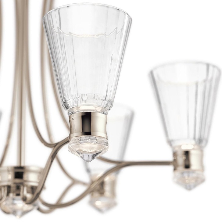 Quintiesse Kayva LED 9 Light 4 Arm Chandelier In Polished Nickel - QN-KAYVA9-PN