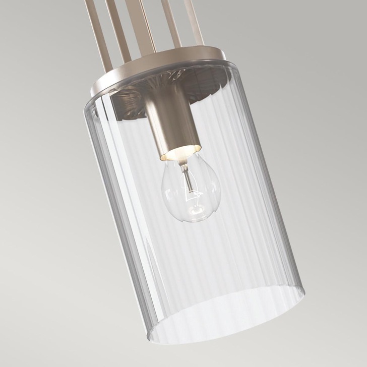 Quintiesse Kimrose 1 Light Mini-Pendant In Polished Nickel Complete With Gently Ribbed Clear Glass Shades - QN-KIMROSE-MP-PN