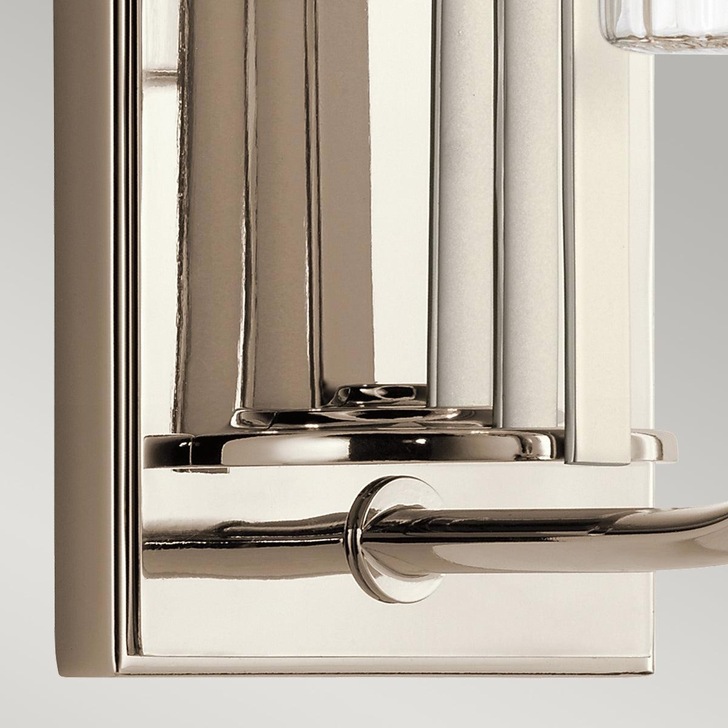 Quintiesse Kimrose 1 Light Wall Light In Polished Nickel Complete With Gently RIbbed Clear Glass Shade - QN-KIMROSE1-BNB