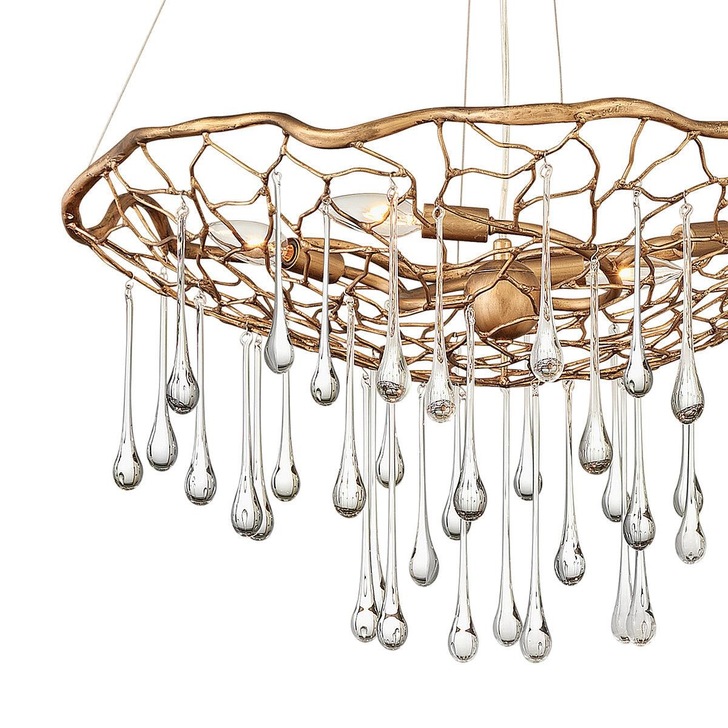 Quintiesse Laguna 4 Light Pendant Light In Burnished Gold Complete With Clear Glass Drops - QN-LAGUNA-4P