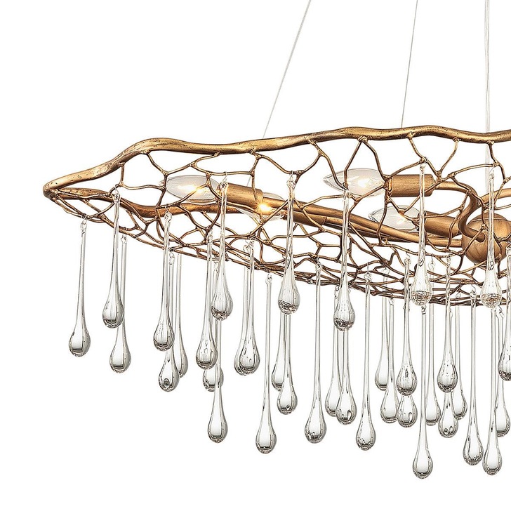 Quintiesse Laguna 8 Light Pendant Light In Burnished Gold Complete With Clear Glass Drops - QN-LAGUNA-8P