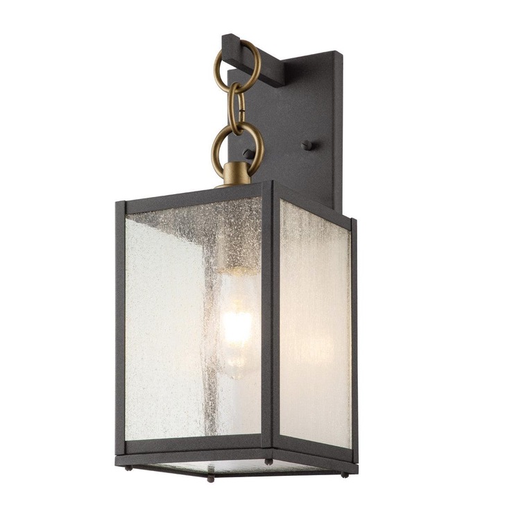 Quintiesse Lahden 1 Light Medium Outdoor Wall Lantern In Weathered Zinc Complete WIth Clear Seeded Glass - IP44 - QN-LAHDEN2-M-WZC