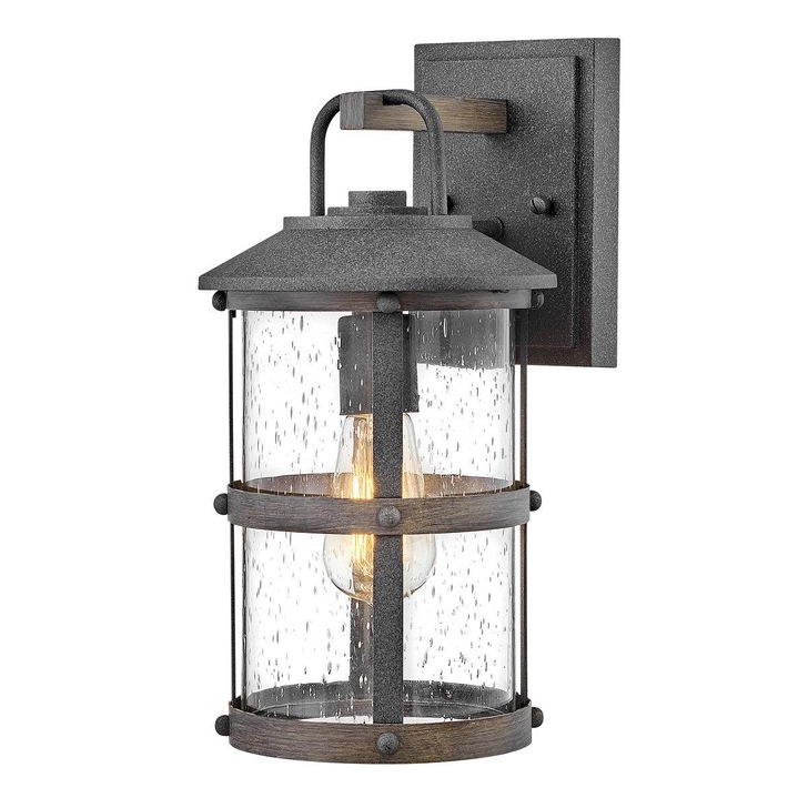 Quintiesse Lakehouse 1 Light Small Wall Lantern In Aged Zinc And Driftwood Grey Finishes Complete With Clear Seeded Glass - IP44 - QN-LAKEHOUSE2-S-DZ