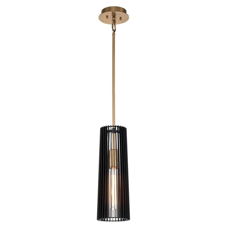 Quintiesse Linara 1 Light Pendant In Black And Natural Brass - QN-LINARA-P-BK