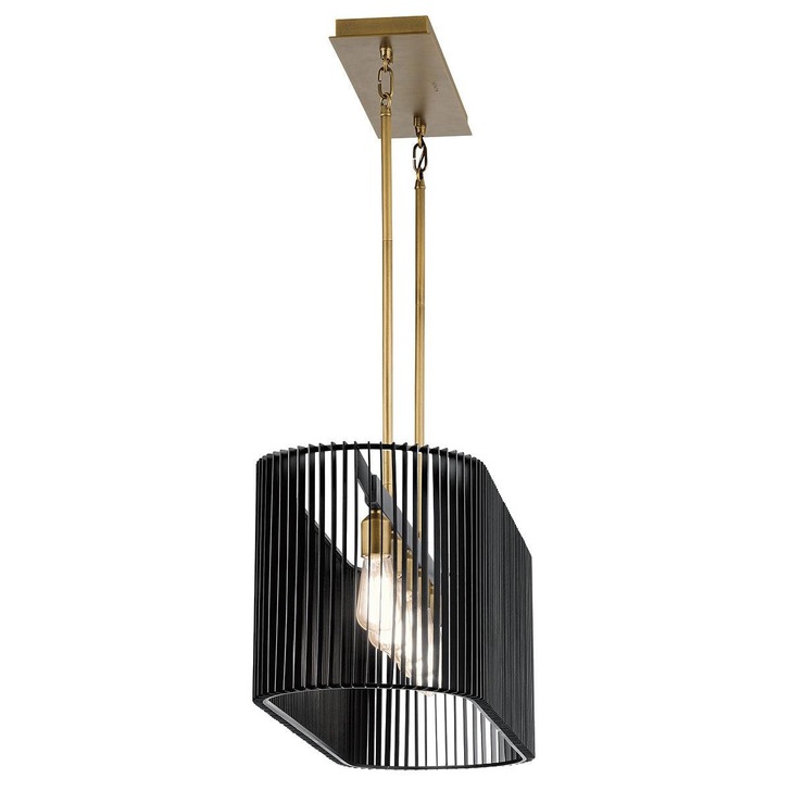 Quintiesse Linara 5 Light Linear Chandelier In Black And Natural Brass - QN-LINARA-ISLE-BK