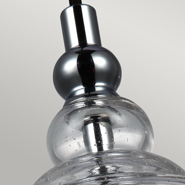 Quintiesse Loras 1 Light Mini Pendant In Polished Chrome Complete With Clear Seeded Glass - QN-LORAS-1MP