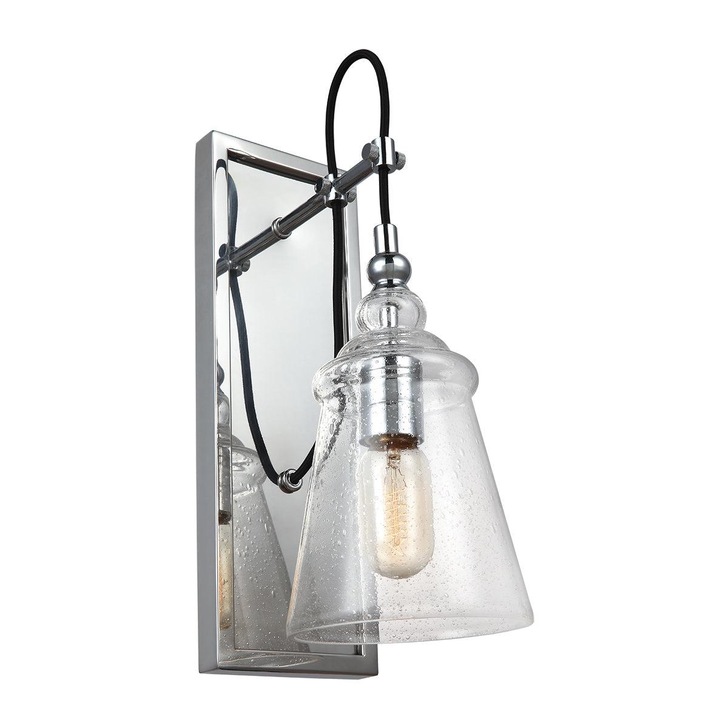 Quintiesse Loras 1 Wall Light In Polished Chrome Complete With Clear Seeded Glass - QN-LORAS1