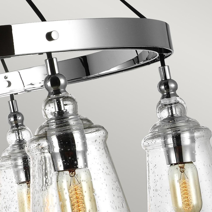 Quintiesse Loras 6 Light Chandelier In Polished Chrome Complete WIth Clear Seeeded Glasses - QN-LORAS6