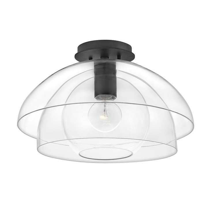 Quintiesse Lotus 1 Light Pendant / Semi-flush In Black With Clear Glasses - QN-LOTUS-P-BLK