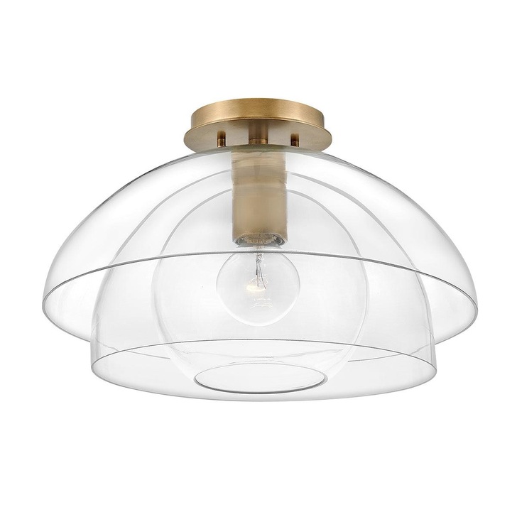 Quintiesse Lotus 1 Light Pendant / Semi-flush In Heritage Brass With Clear Glasses - QN-LOTUS-P-HBR