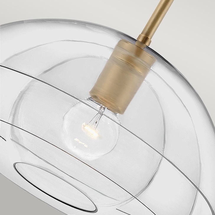 Quintiesse Lotus 1 Light Pendant / Semi-flush In Heritage Brass With Clear Glasses - QN-LOTUS-P-HBR