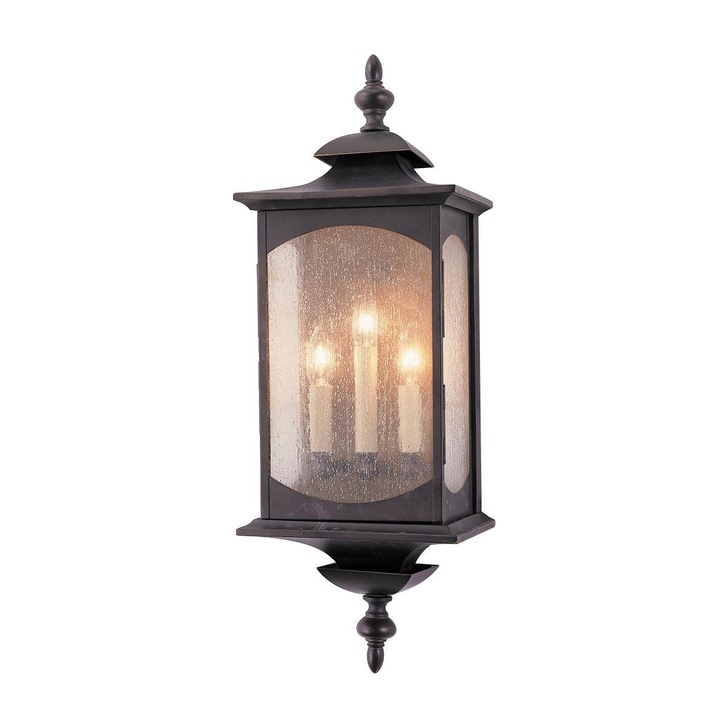 Quintiesse Market Square 3 Light Outdoor Wall Light In Oil Rubbed Bronze Complete With Clear Seeded Glass - IP44 - QN-MARKET-SQUARE-L