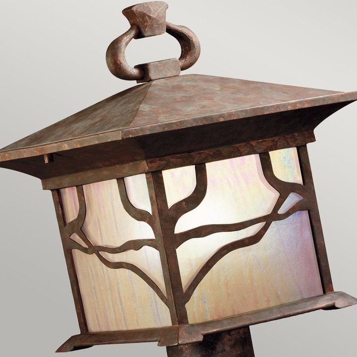 Quintiesse Morris Medium 1 Light Pedestal Light In Distressed Copper Finish Complete WIth iridized Seeded Glass - IP44 - QN-MORRIS3