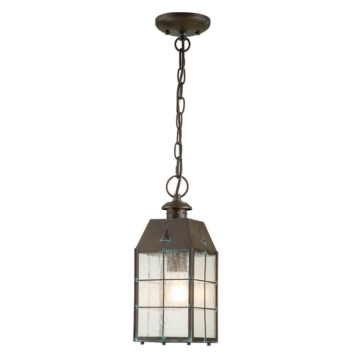 Quintiesse Nantucket 1 Light Solid Brass Medium Chain Lantern Complete With Clear Seeded Glass - IP44 - QN-NANTUCKET8-M-AS