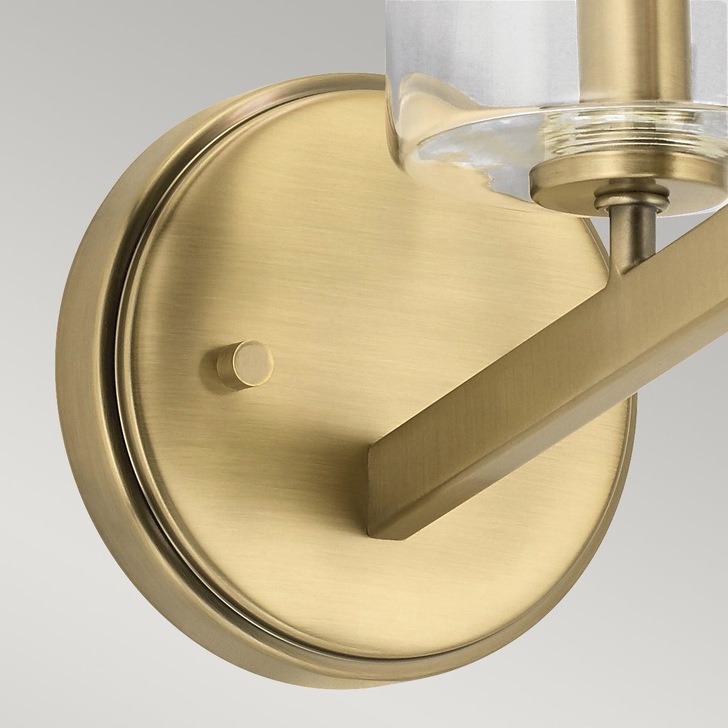 Quintiesse Nye 1 Light Wall Light in Brushed Natural Brass Complete With Clear Glass - QN-NYE1-BNB