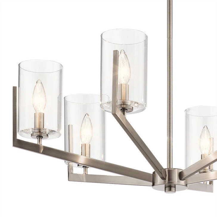 Quintiesse Nye 6 Light Chandelier in Classic Pewter Complete With Clear Glasses - QN-NYE6-CLP