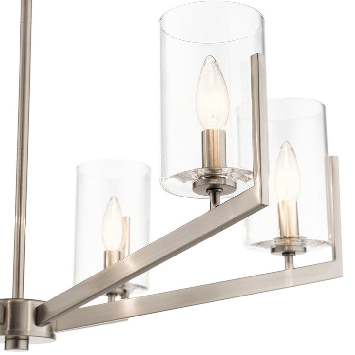 Quintiesse Nye 6 Light Chandelier in Classic Pewter Complete With Clear Glasses - QN-NYE6-CLP