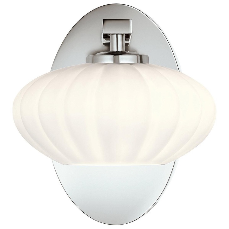 Quintiesse Pim 1 Light Wall Light In Polished Chrome Complete With Eched Cased Opal Glass - QN-PIM1-PC