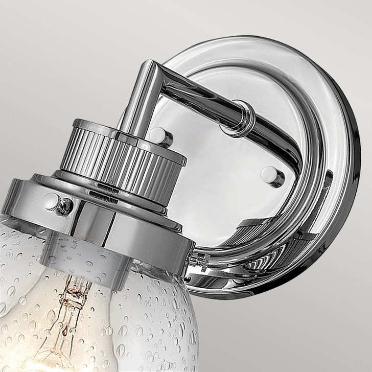 Quintiesse Poppy 1 Light Polished Chrome Bathroom Wall Light Complete With Clear Round Seeded Glass - IP44 - QN-POPPY1-PC-BATH