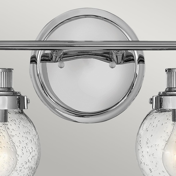 Quintiesse Poppy 2 Light Polished Chrome Bathroom Wall Light Complete Wth Clear Round Seeded Glasses - IP44 - QN-POPPY2-PC-BATH