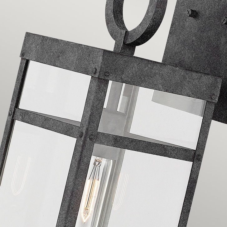 Quintiesse Porter 1 Light Large Wall Lantern In Aged Zinc Complete With Clear Glass - IP44 - QN-PORTER-L-DZ