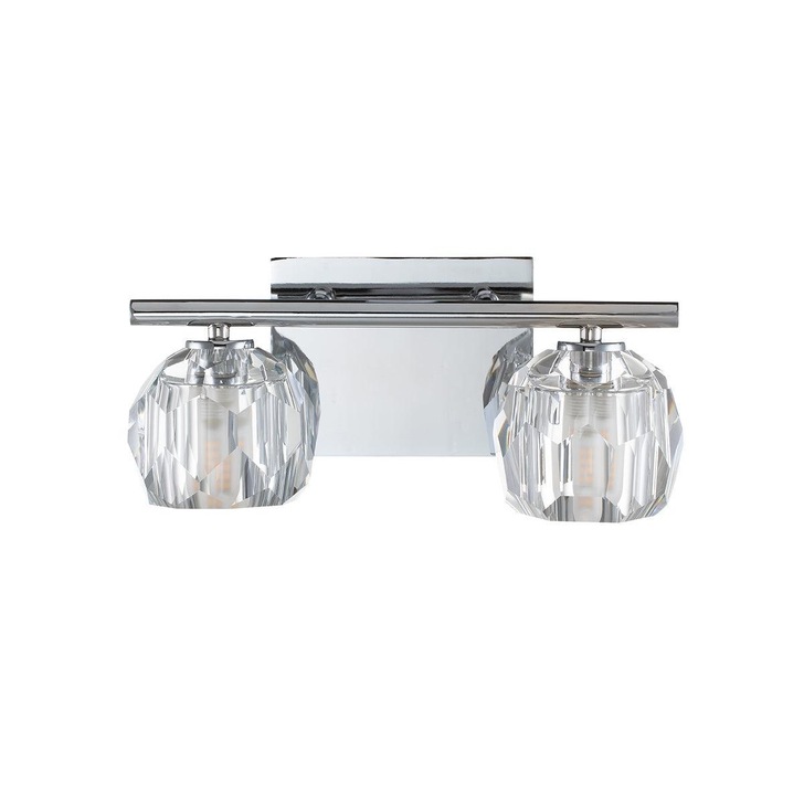 Quintiesse Regalia 2 Light Bathroom Wall Light In Polished Chrome Complete With K9 Crystal Glasses - IP44 - QN-REGALIA2-PC-BATH