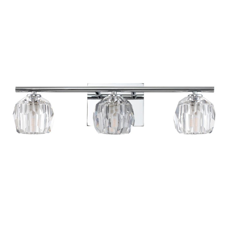 Quintiesse Regalia 3 Light Bathroom Wall Light In Polished Chrome Complete With K9 Crystal Glasses - IP44 - QN-REGALIA3-PC-BATH