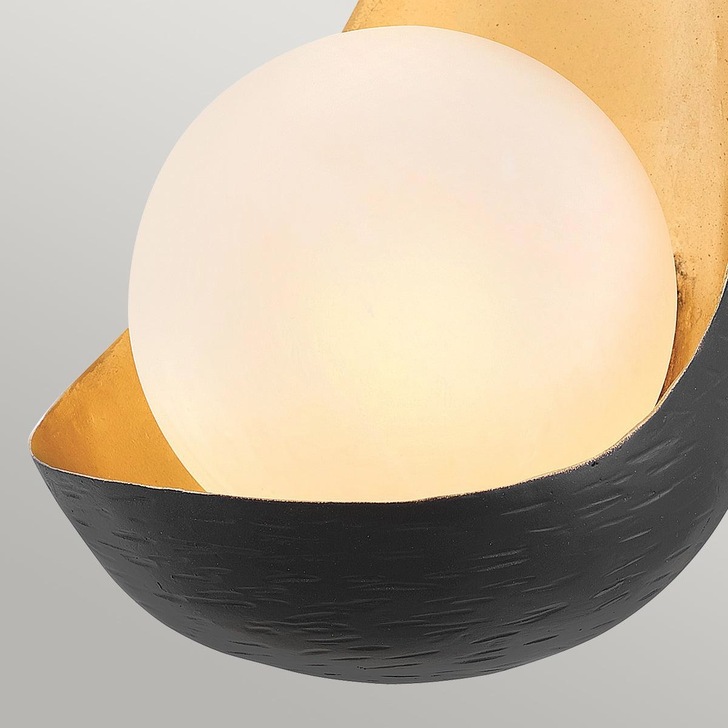 Quintiesse Ren 1 Light Wall Light In Black And Gold - QN-REN1