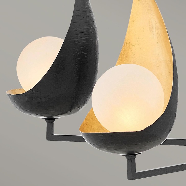 Quintiesse Ren 5 Light Chandelier In Black And Gold - QN-REN5