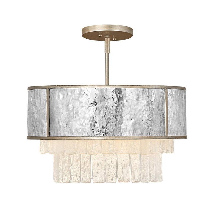 Quintiesse Reverie 4 Light Semi-Flush/Pendant In Hammered Stainless Steel And Champagne Gold - QN-REVERIE-4P-CPG