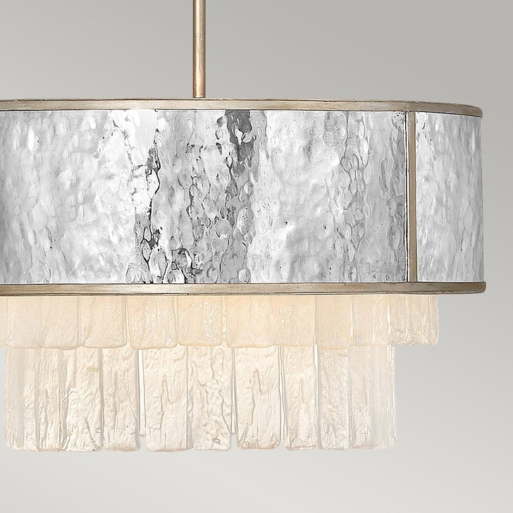 Quintiesse Reverie 4 Light Semi-Flush/Pendant In Hammered Stainless Steel And Champagne Gold - QN-REVERIE-4P-CPG