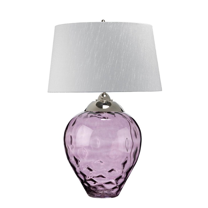 Quintiesse Samara Large Plum Dual Lit Table Lamp Complete WIth Titanium Faux Silk Shade - QN-SAMARA-TL-LRG-PLM