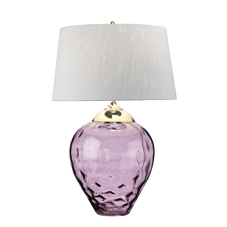 Quintiesse Samara Large Plum Dual Lit Table Lamp Complete WIth Titanium Faux Silk Shade - QN-SAMARA-TL-LRG-PLM