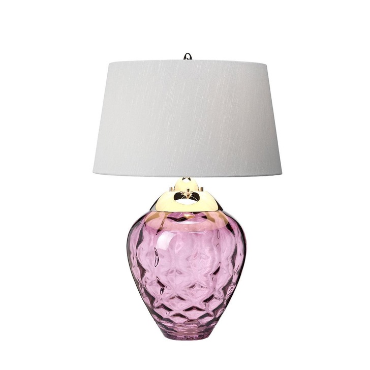 Quintiesse Samara Plum Dual Lit Table Lamp Complete WIth Titanium Faux Silk Shade - QN-SAMARA-TL-PLM