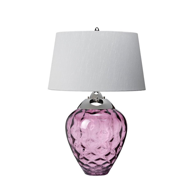 Quintiesse Samara Plum Dual Lit Table Lamp Complete WIth Titanium Faux Silk Shade - QN-SAMARA-TL-PLM