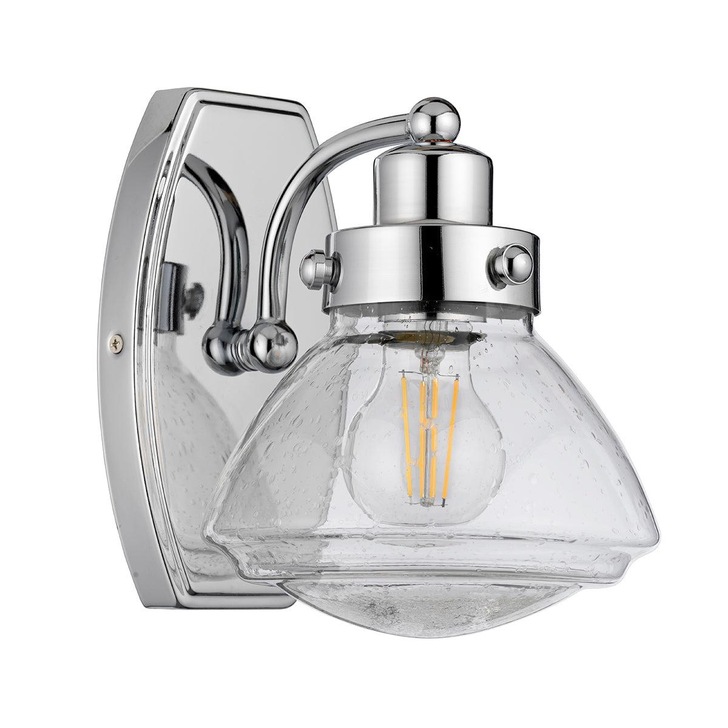 Quintiesse Scholar 1 Light Bathroom Wall Light In Polished Chrome Complete With Clear Seeded Glass - IP44 - QN-SCHOLAR1