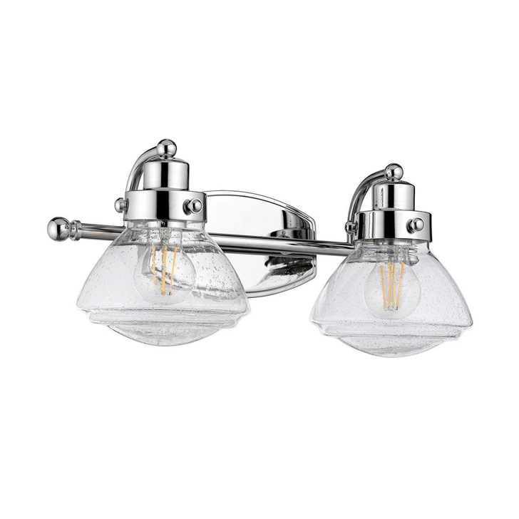 Quintiesse Scholar 2 Light Bathroom Wall Light In Polished Chrome Complete With Clear Seeded Glasses - IP44 - QN-SCHOLAR2