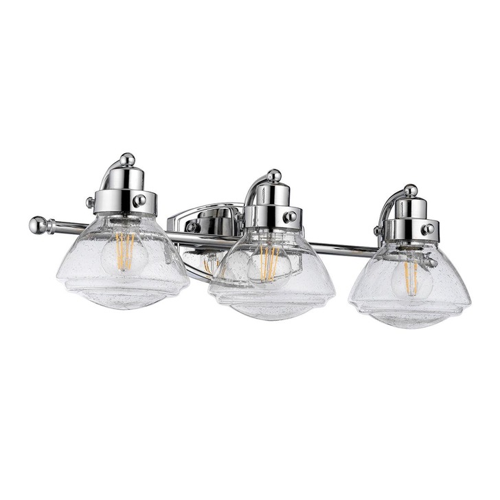 Quintiesse Scholar 3 Light Bathroom Wall Light In Polished Chrome Complete With Clear Seeded Glasses - IP44 - QN-SCHOLAR3