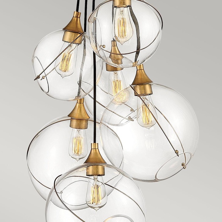 Quintiesse Skye 6 Light Cluster Pendant In Heriatge Brass - QN-SKYE-6P