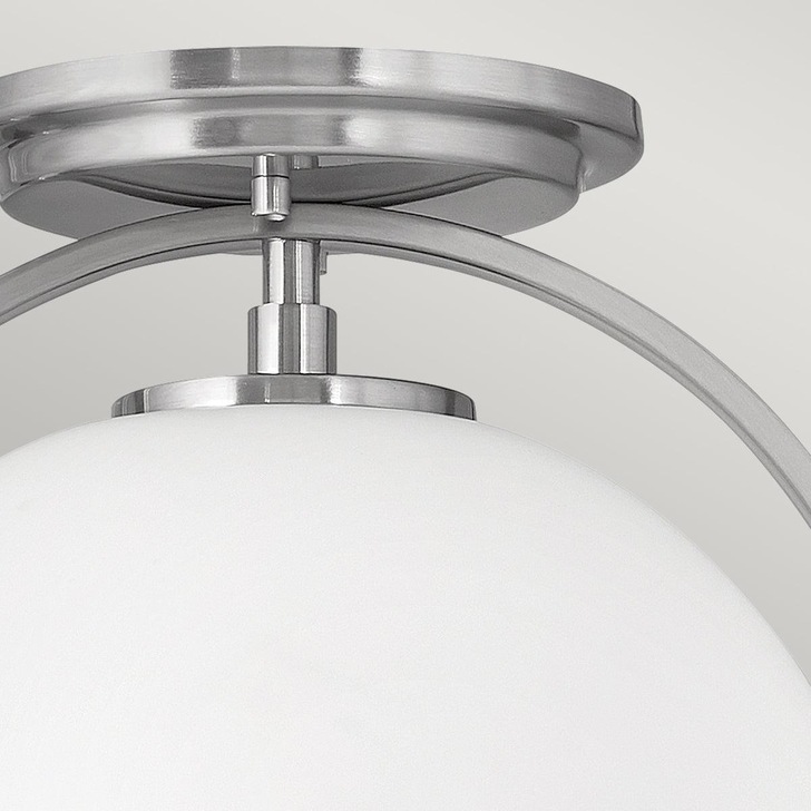 Quintiesse Somerset 1 Light Flush Mount In Brushed Nickel Complete With Opal Glass - QN-SOMERSET-F-O-BN