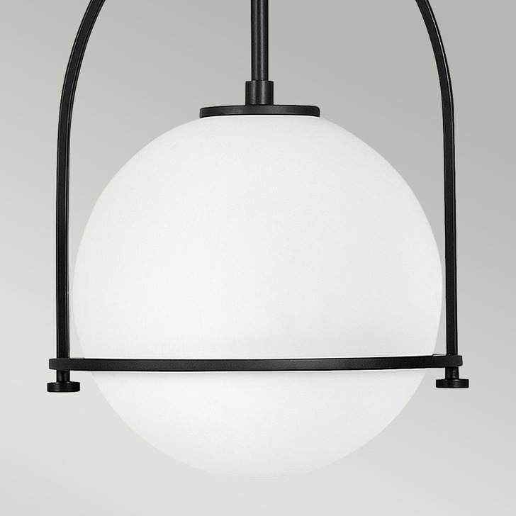 Quintiesse Somerset 1 Light Medium Pendant In Black Complete With Opal Glass - QN-SOMERSET-P-O-BK