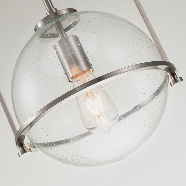 Quintiesse Somerset 1 Light Medium Pendant In Brushed Nickel With Clear Glass - QN-SOMERSET-P-C-BN