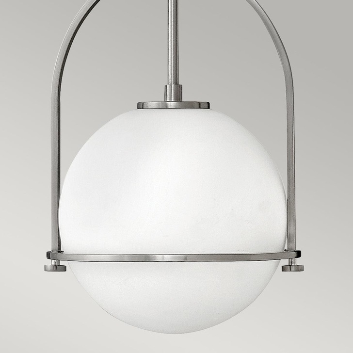 Quintiesse Somerset 1 Light Medium Pendant In Brushed Nickel With Opal Glass - QN-SOMERSET-P-O-BN