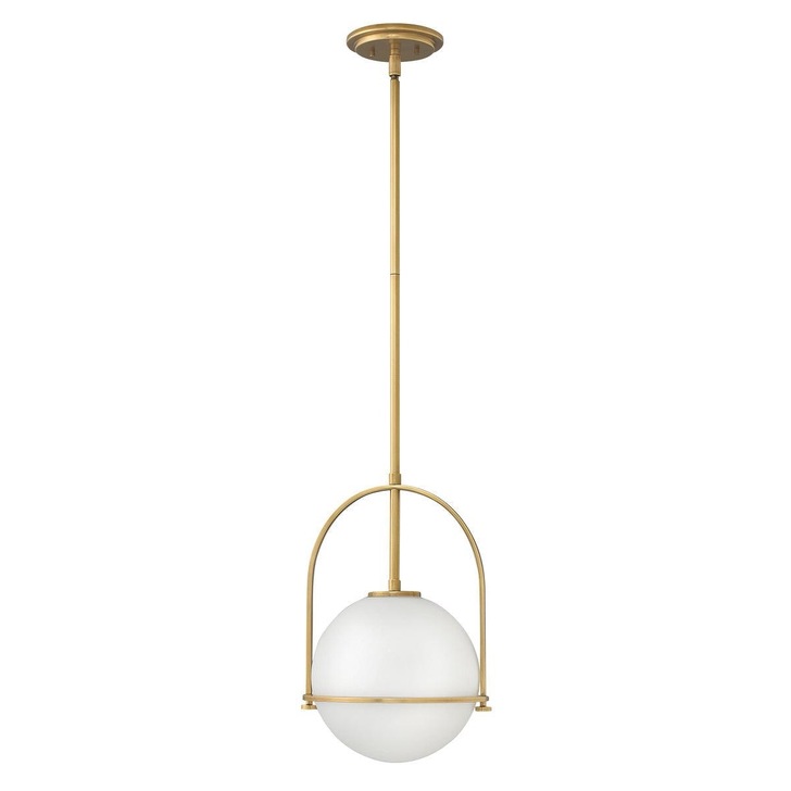 Quintiesse Somerset 1 Light Medium Pendant In Heritage Brass Complete With Opal Glass - QN-SOMERSET-P-O-HB